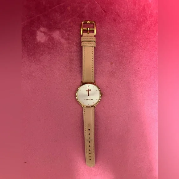 Coach Rose Gold with Pink Leather Band Watch